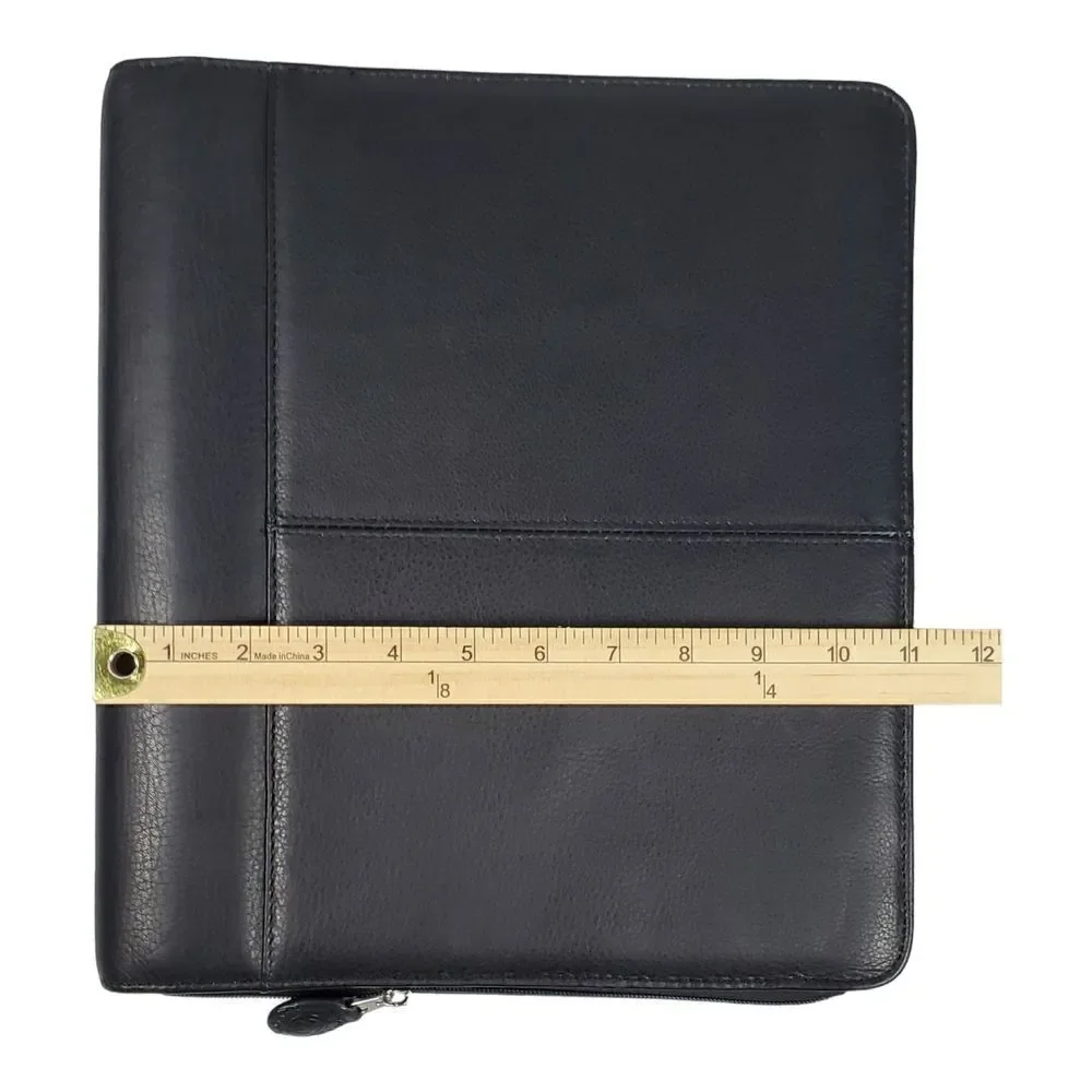 Franklin Covey 7-Ring Black Leather Front Binder Zip Around Planner Organizer